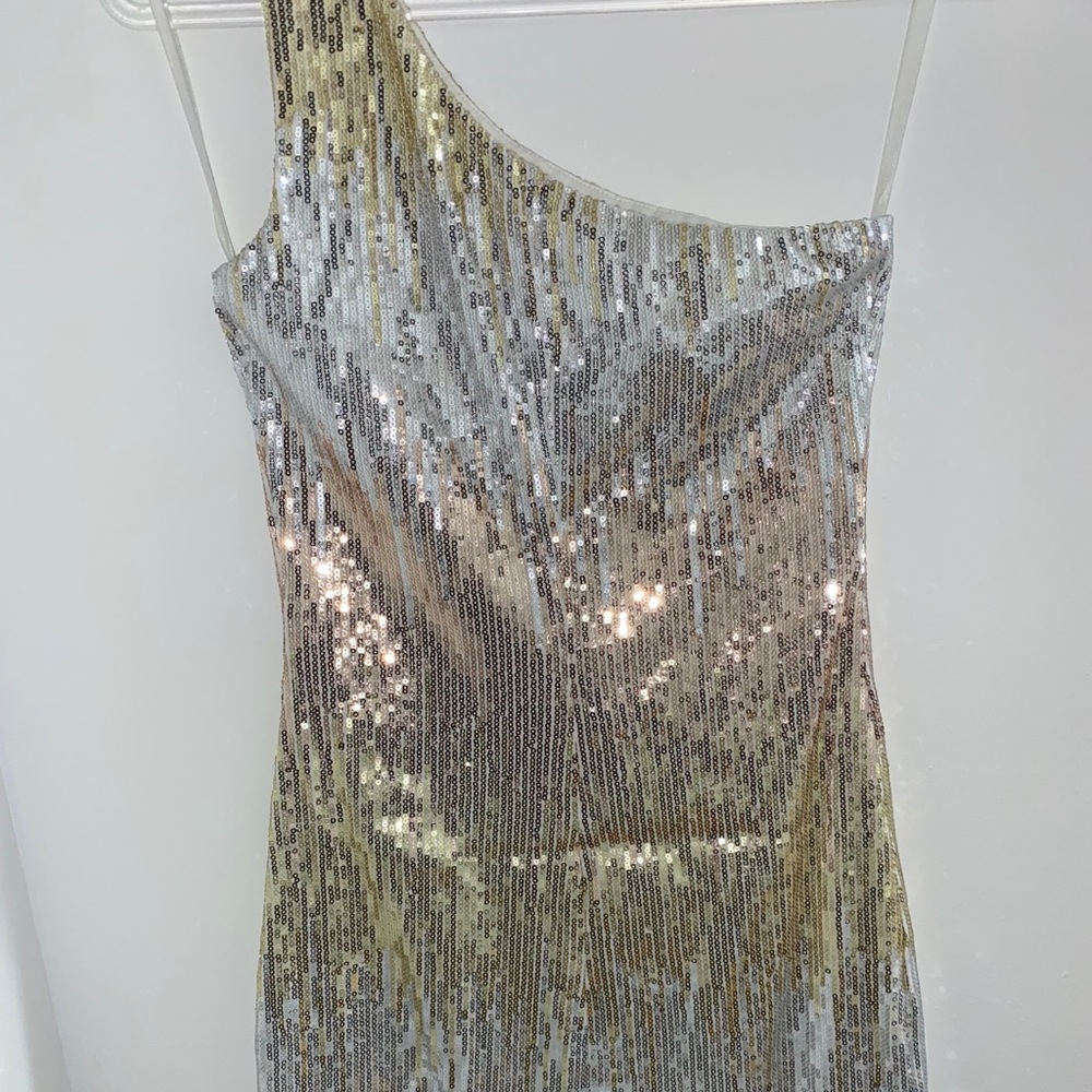 One shoulder sequin dress